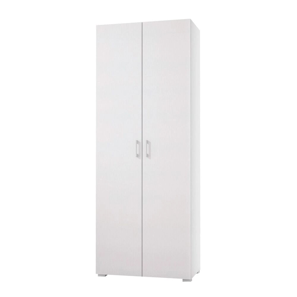 Armadio Multiuso Con 2 Ante 1 Cassetto E 6 Ripiani Interni bianco ante bianco