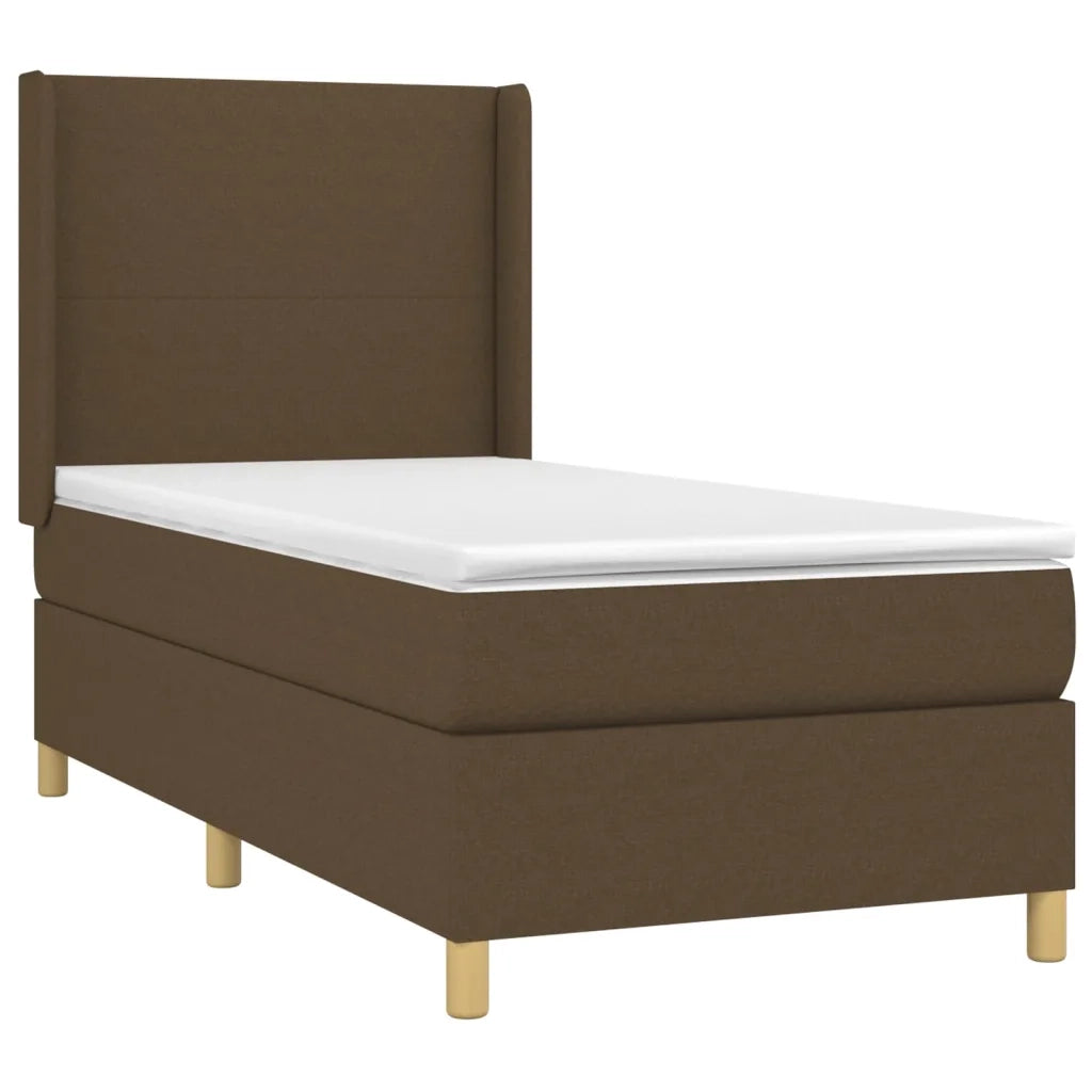 Letto a Molle Materasso e LED Marrone Scuro 90x200cm in Tessuto cod mxl 67561