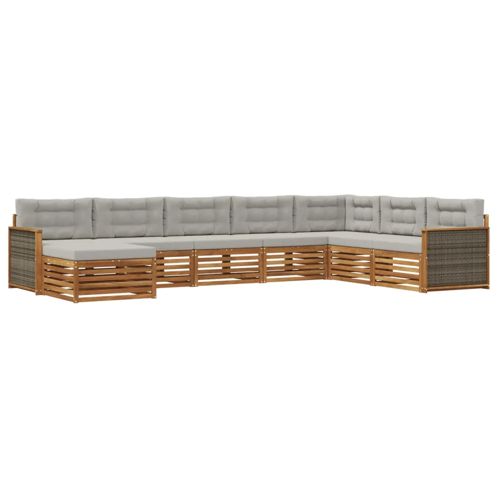 Set di divani da esterno 8 pz Naturale e Grigio Chiaro 3383709