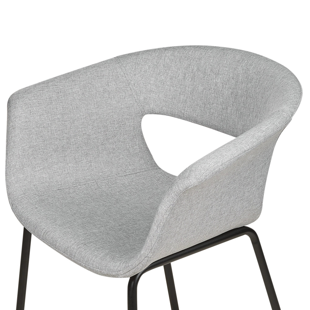 Set di 2 sedie da pranzo Sedute in poliestere grigio Gambe in metallo per sala da pranzo cucina