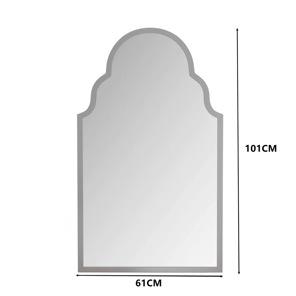 Specchio Rettangolare da Parete ¨C MINIMAL ¨C Cornice in Metallo Argento, 61x101 cm, Bagno e Soggiorno
