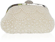 Portafoglio di Peli con Clutch e Portamonete per Donna con Perle e Collana in Ivoressimo