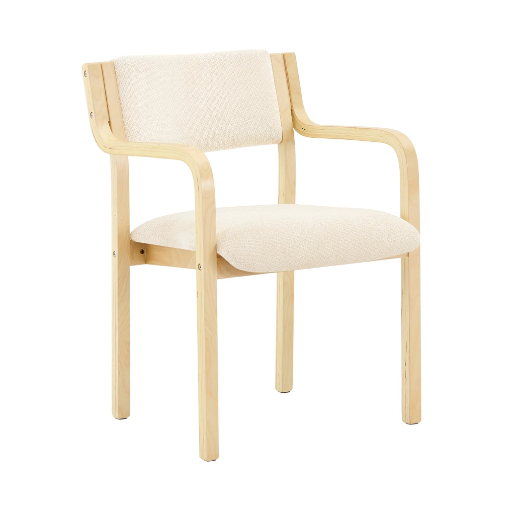 SEDIA da pranzo Set da 2 pezzi in legno e tessuto Teddy bianco, stile scandinavo