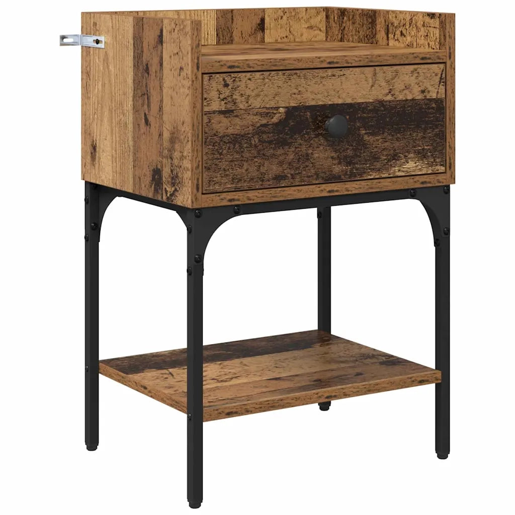 Comodino 2 pz-Set di 2 Tavolino da notte Legno vecchio 40 x 29 x 60 cm Legno multistrato