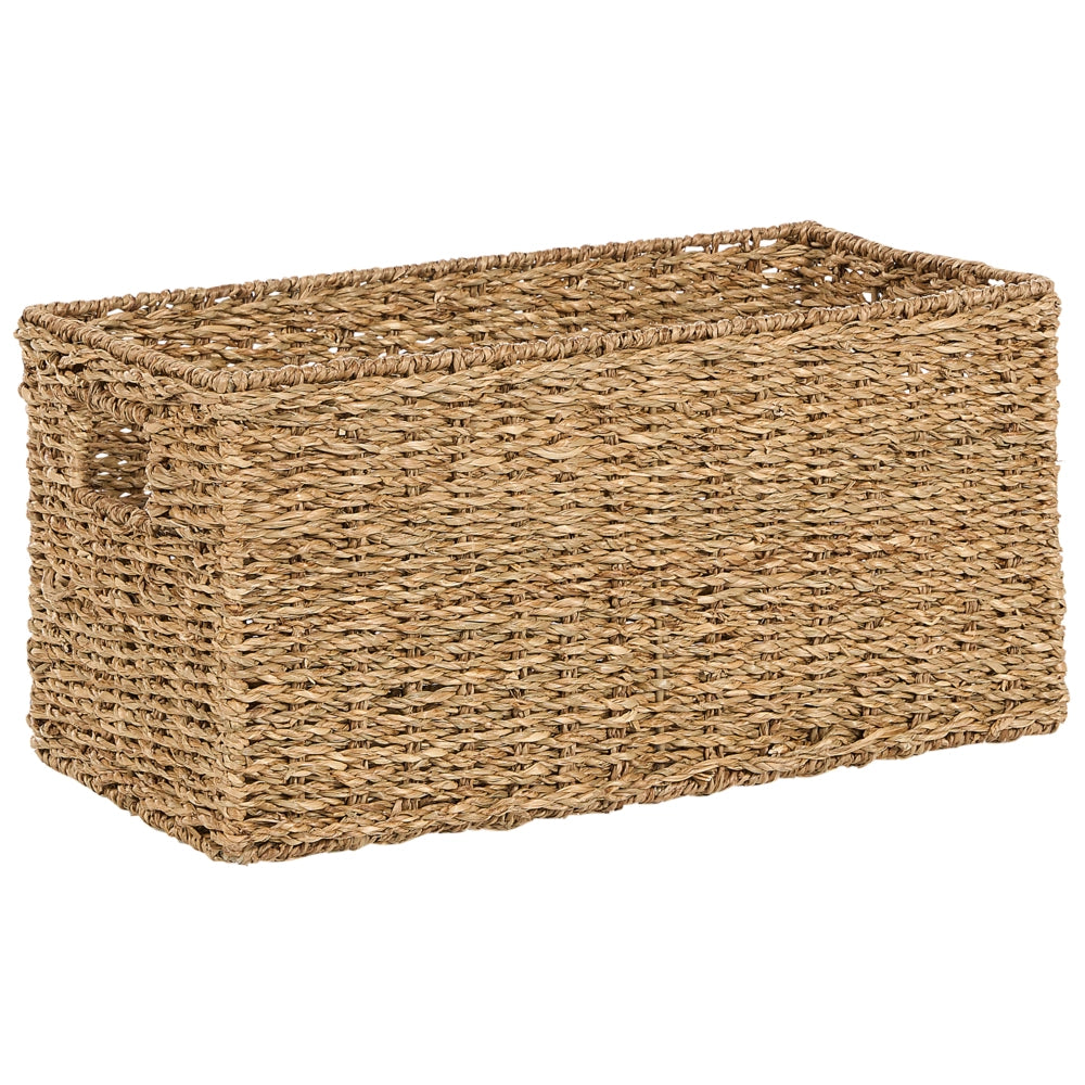Set di 2 cestini in seagrass naturale con manici intrecciati a mano Decorazione di accessori per la casa in stile bohémien
