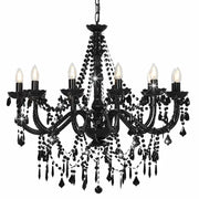 Lampadario con Perline Nero 12 Lampadine E14 CFW5488535