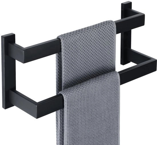 Doppia Lenzuoliera in Acciaio Inox per Bagno e Cucina - Maniglie per Lenzuola da Parete 40CM