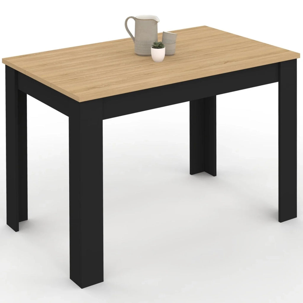 IDMarket - Tavolo da pranzo rettangolare ROZY 4 persone piano faggio nero 110 cm