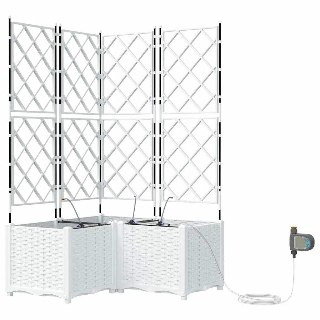 Fioriere | Cassetta per fiori | Vaso da giardino 3 pz Bianco 80 x 80 x 142 cm Plastica