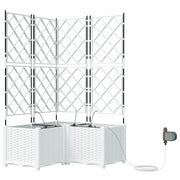Fioriere | Cassetta per fiori | Vaso da giardino 3 pz Bianco 80 x 80 x 142 cm Plastica