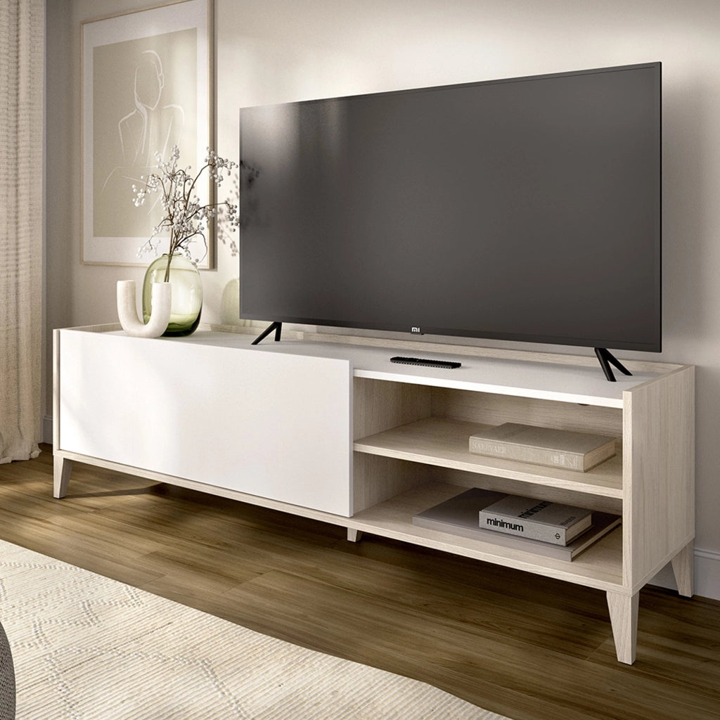 Woodland, Mobile Porta tv Modulabile, 43x155x50h cm Bianco