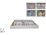 1 Pezzo Vassoio da Portata Colazione Letto in Legno Decorato 39 x 29 cm 4 Decori