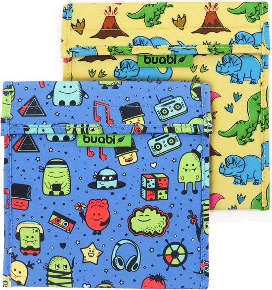 Borsa per snack per bambini, 19 x 19 cm, rivestimento in alluminio, per alimenti, snack, frutta, tessuto termico, ecosostenibile, lavabile, BPA-free (19 x 19 cm)