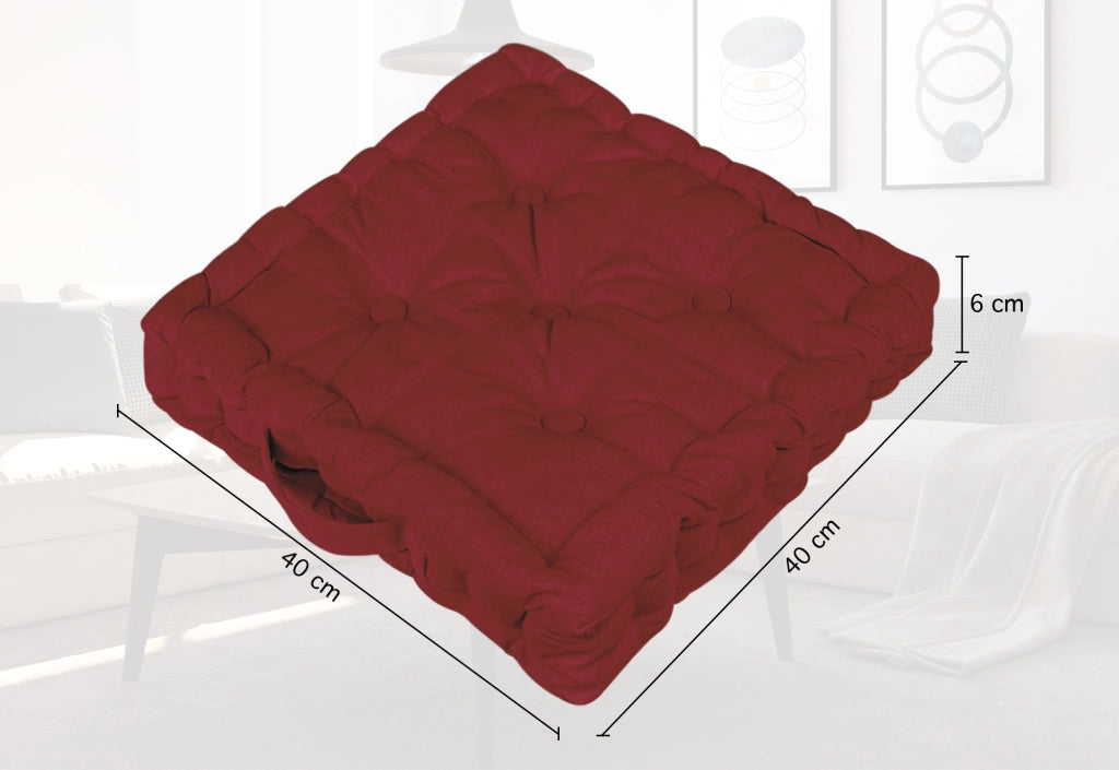 6 Pezzi Cuscini Sedia Quadrati Alti Mattonella Trapuntati 40x40 Cm Altezza 6 Cm Cuscino Spesso Cucina Interno Esterno Coprisedia Cuscino Da Pavimento Con Maniglia  Bordeaux