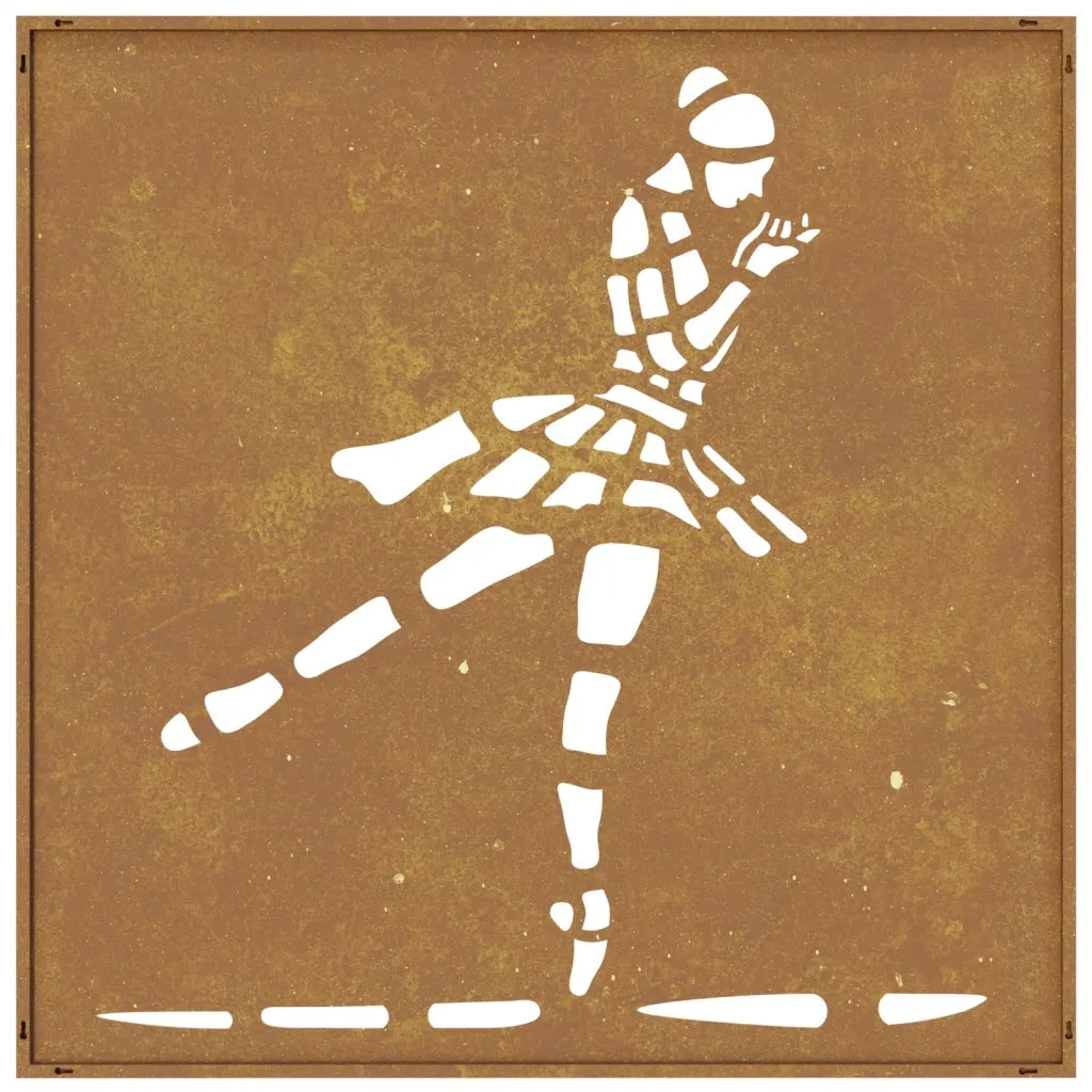 Decorazione Muro Giardino 55x55 cm Ballerina in Acciaio Corten 824503