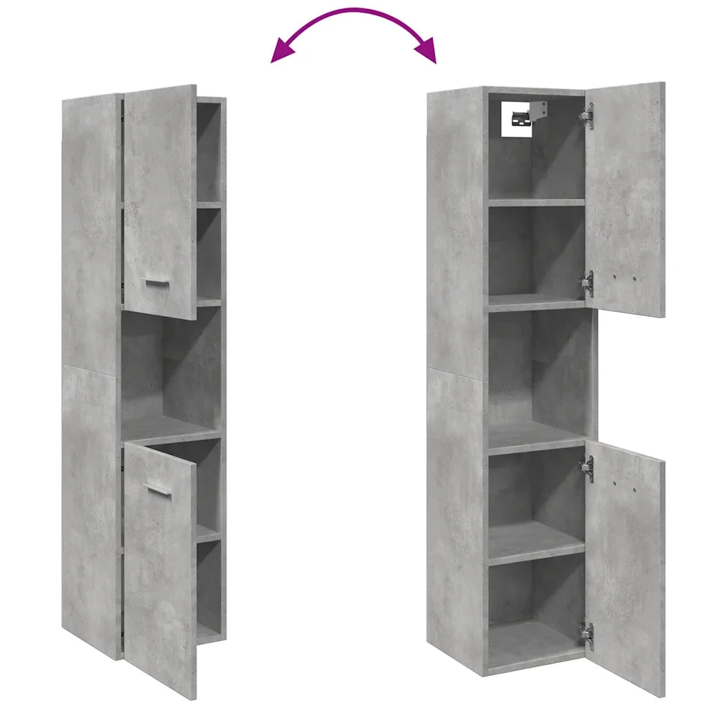 Mobiletto da bagno a parete salvaspazio 30 x 30 x 130 cm in legno composito grigio cemento 02_0050804