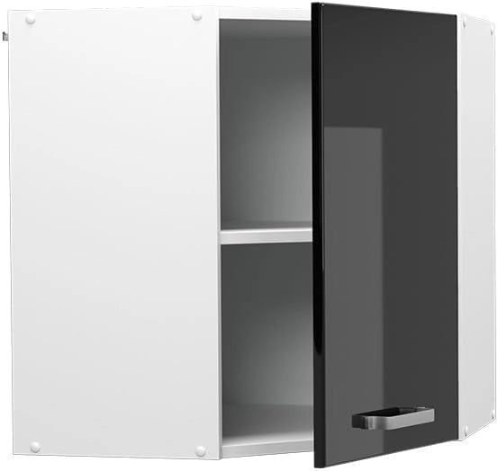 Mobile angolare da cucina R-Line, Nero lucido, 57 cm, per la libera combinazione all'interno di sistemi cucina modulari
