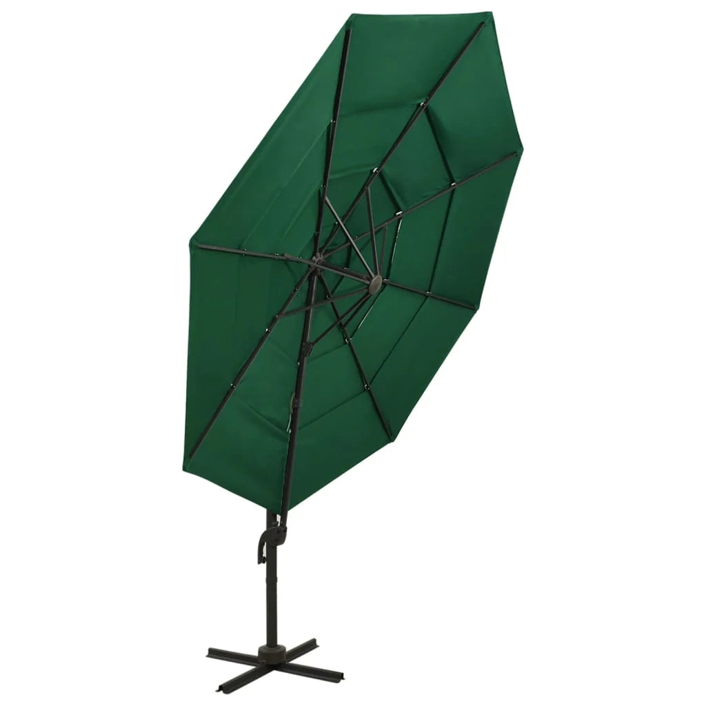 Ombrellone a quattro livelli con palo in alluminio 3 x 3 m verde 02_0008799