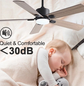 Ventilatore da soffitto 42" con luce LED, telecomando, design moderno in finitura legno noce