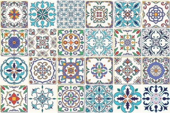 Tegelstickers autoadesivi per bagno e cucina - Decorazioni piastrelle in cemento - 24 pezzi 20 x 20 cm