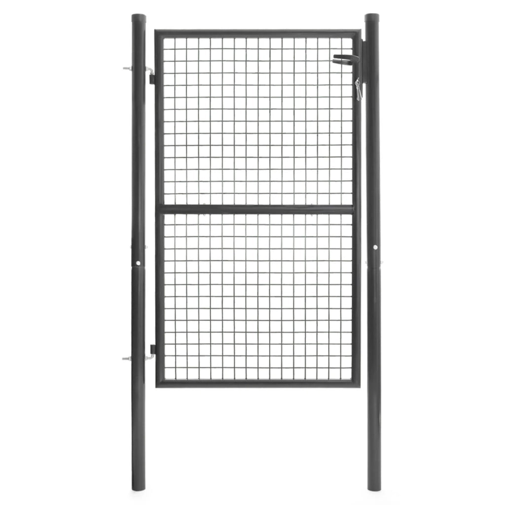 IDMarket - Cancelletto da giardino 105 x 150 cm in acciaio grigio antracite con serratura e maniglia