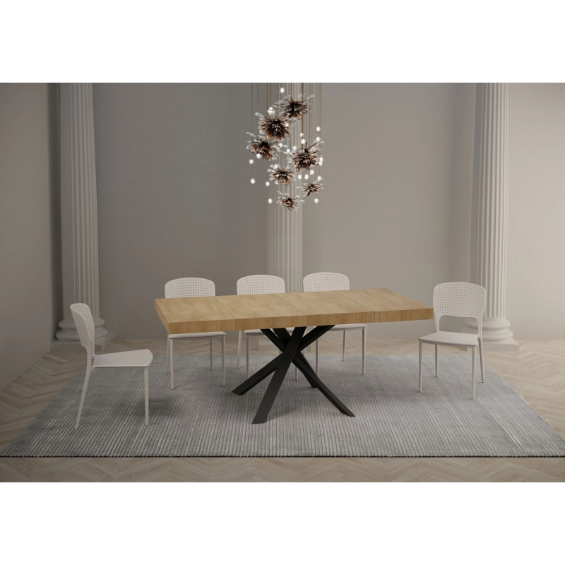 Tavolo allungabile 90x90/194 cm Clerk Premium - gambe Antracite - Quercia Natura