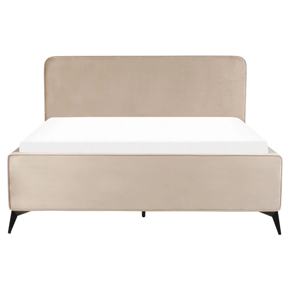 Letto Grigio Talpa in velluto Gambe in metallo nero 160 x 200 cm a doghe Camera da letto Classica Minimalista