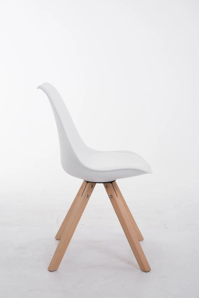 Sedia Toulouse in similpelle gambe quadrate bianco,natura