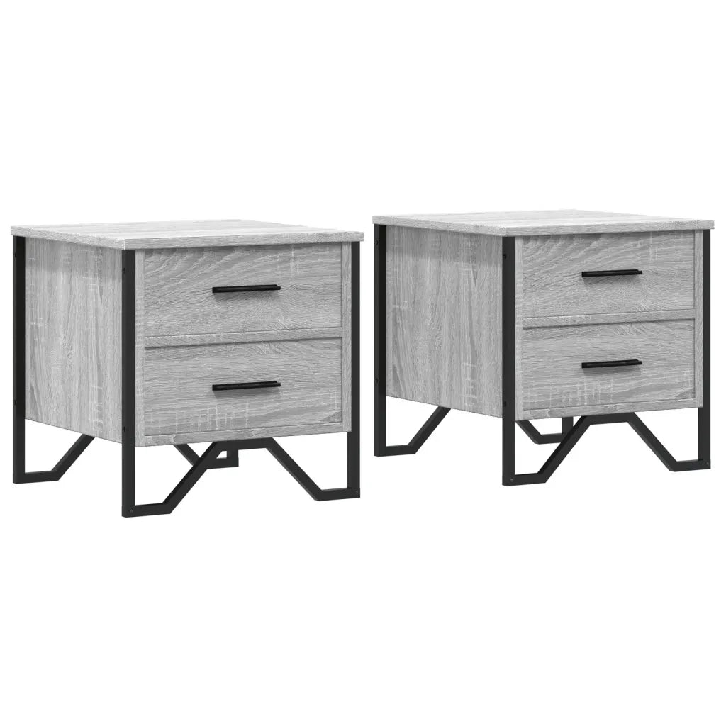 Set di 2 Comodini | Armadio da Notte | Mobiletto da notte Grigio Sonoma 40x41x40 cm in Truciolato