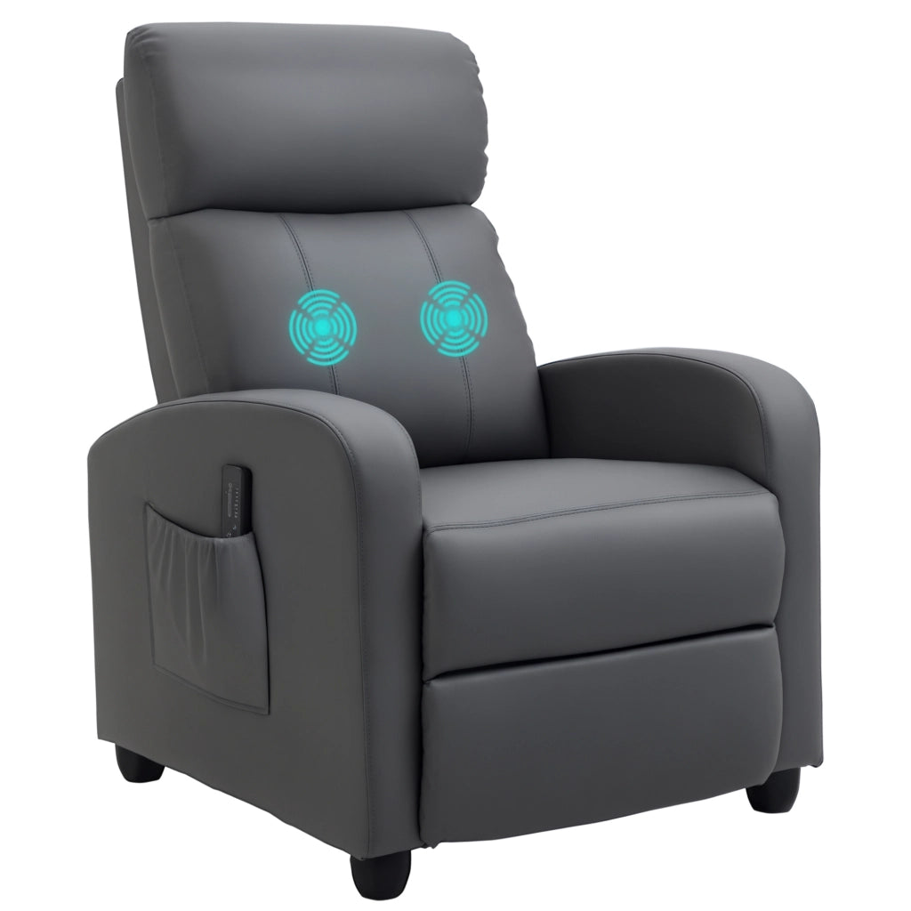 Poltrona Relax Massaggiante Reclinabile ¨C Xylo ¨C Elettrica con Poggiapiedi e Telecomando, Grigio, 68x88x98cm