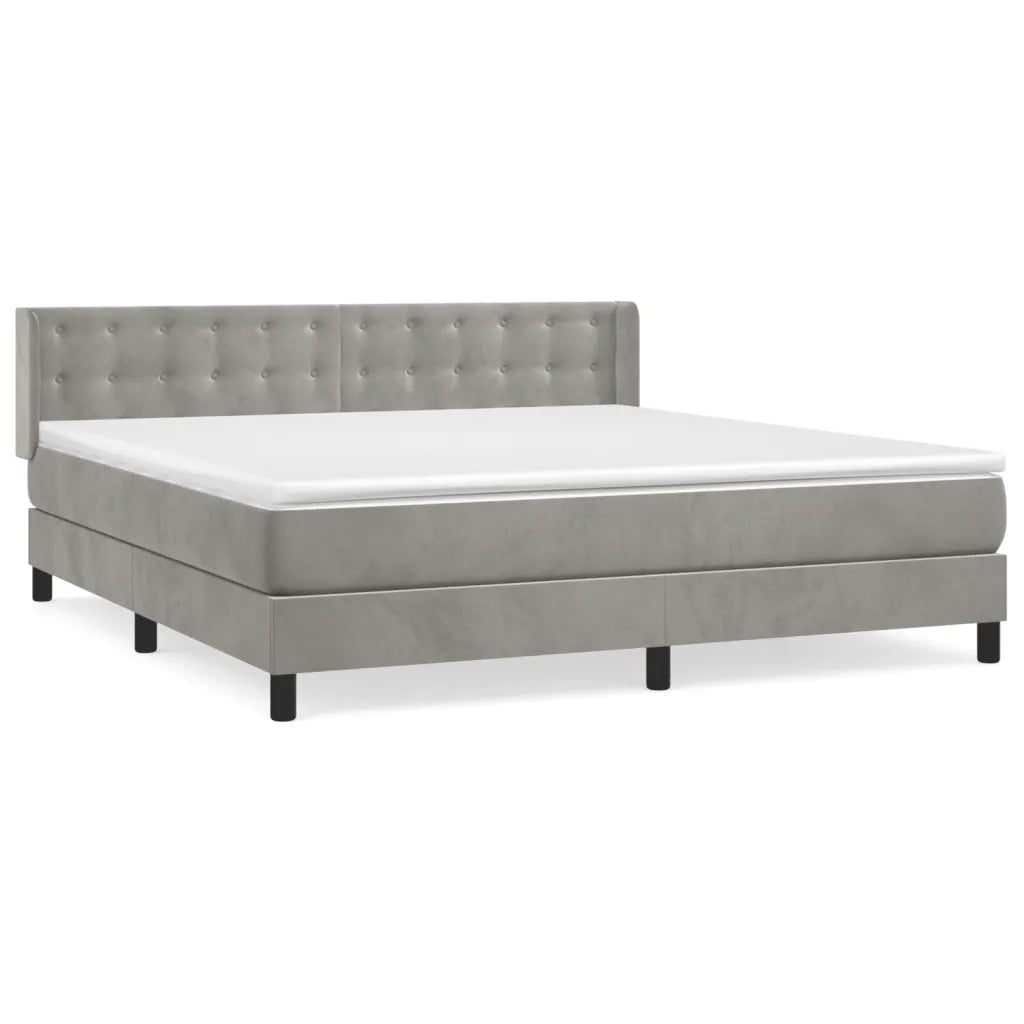 Giroletto a Molle con Materasso Grigio Chiaro 180x200cm Velluto 3131213