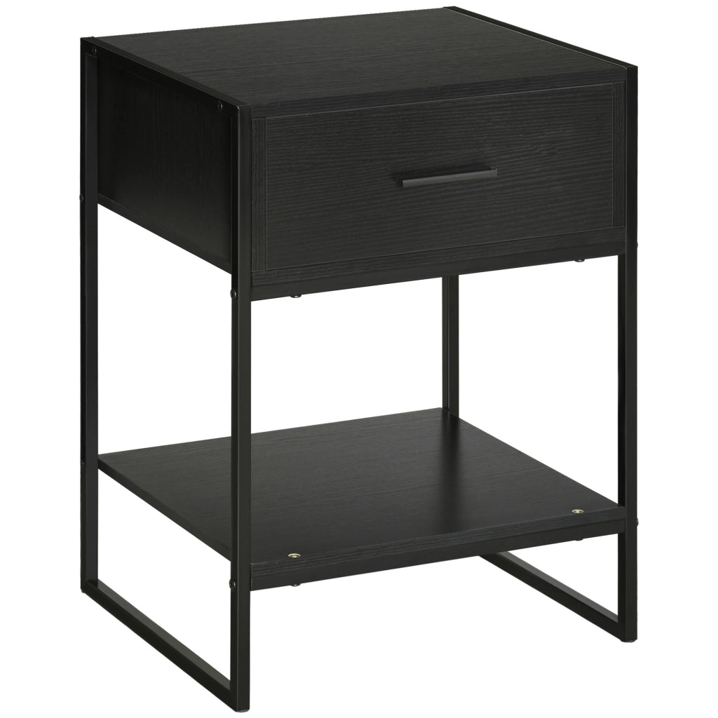 Comodino con cassetto e ripiano ¨C Zephmum ¨C 45x40x60 cm nero