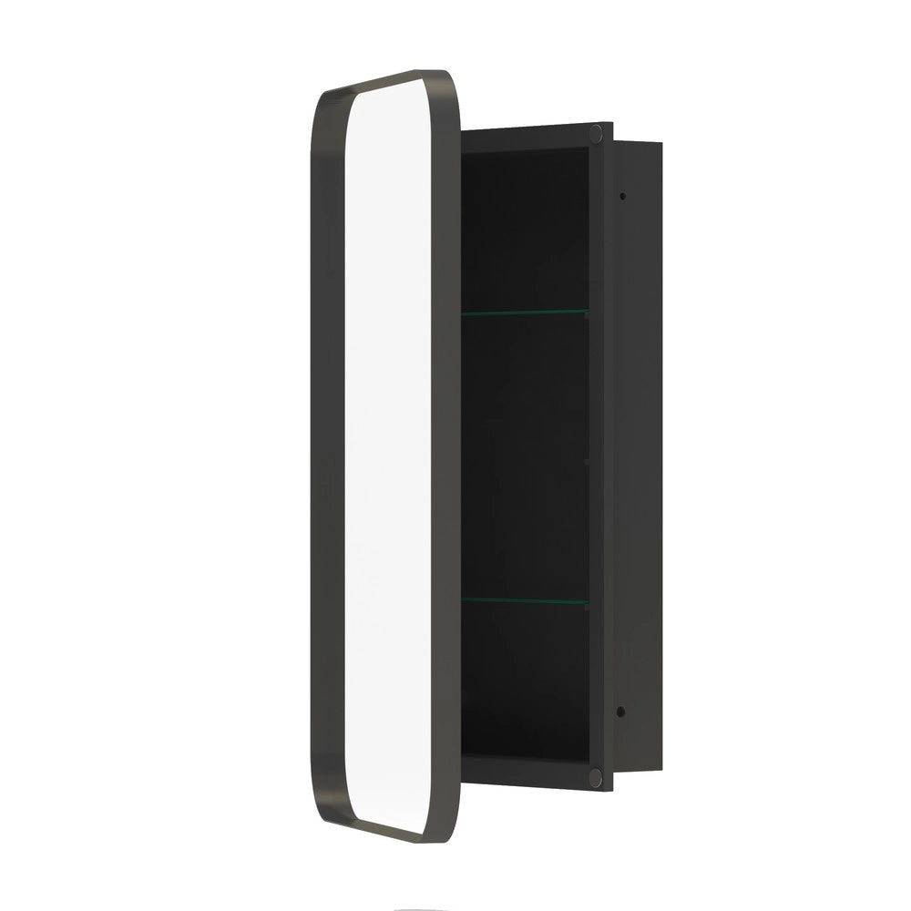 Armadietto a Parete con Specchio ¨C Minimal ¨C Nero, Ripiani Regolabili, per Bagno