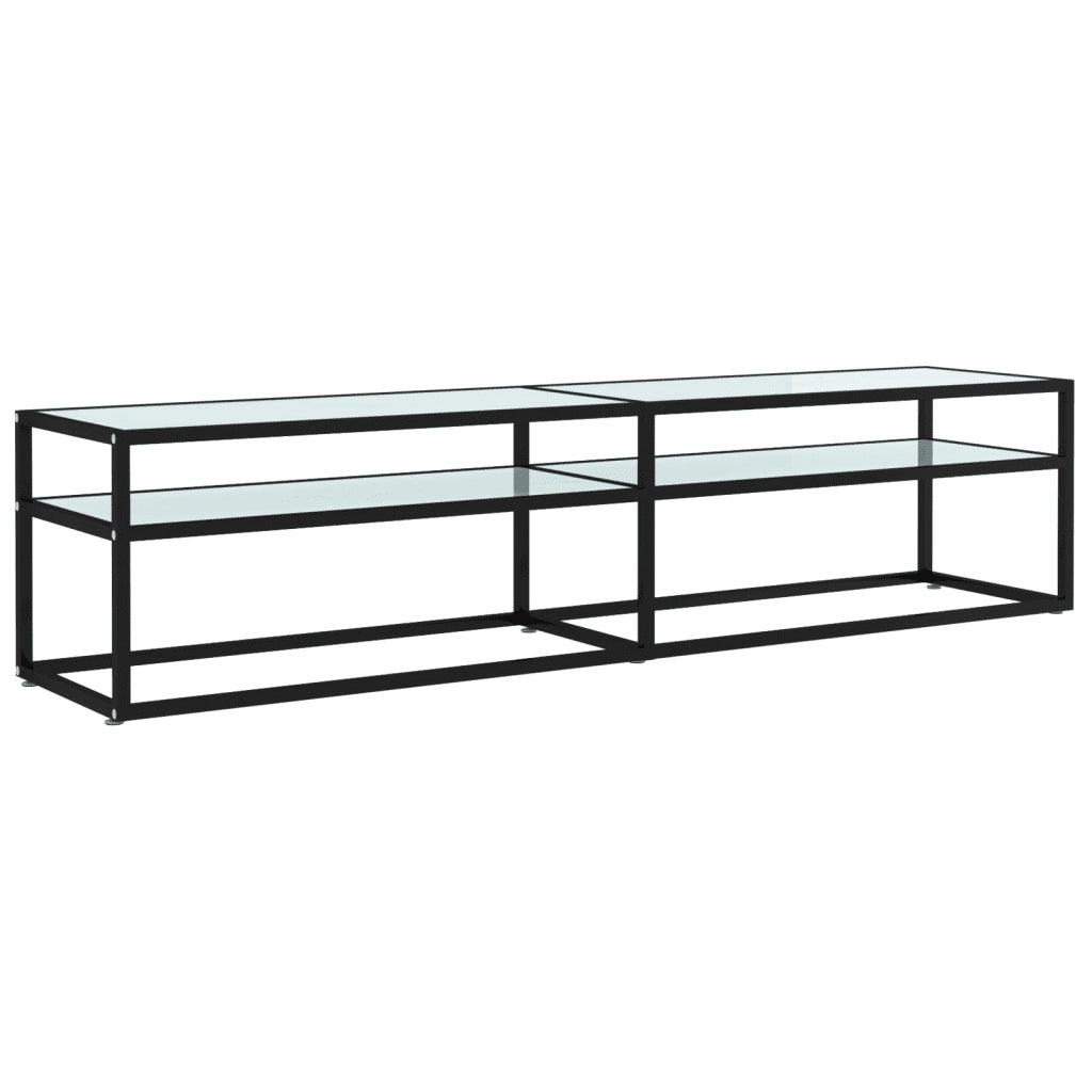 Mobile Porta TV Marmo Bianco 180x40x40,5 cm in Vetro Temperato 331724