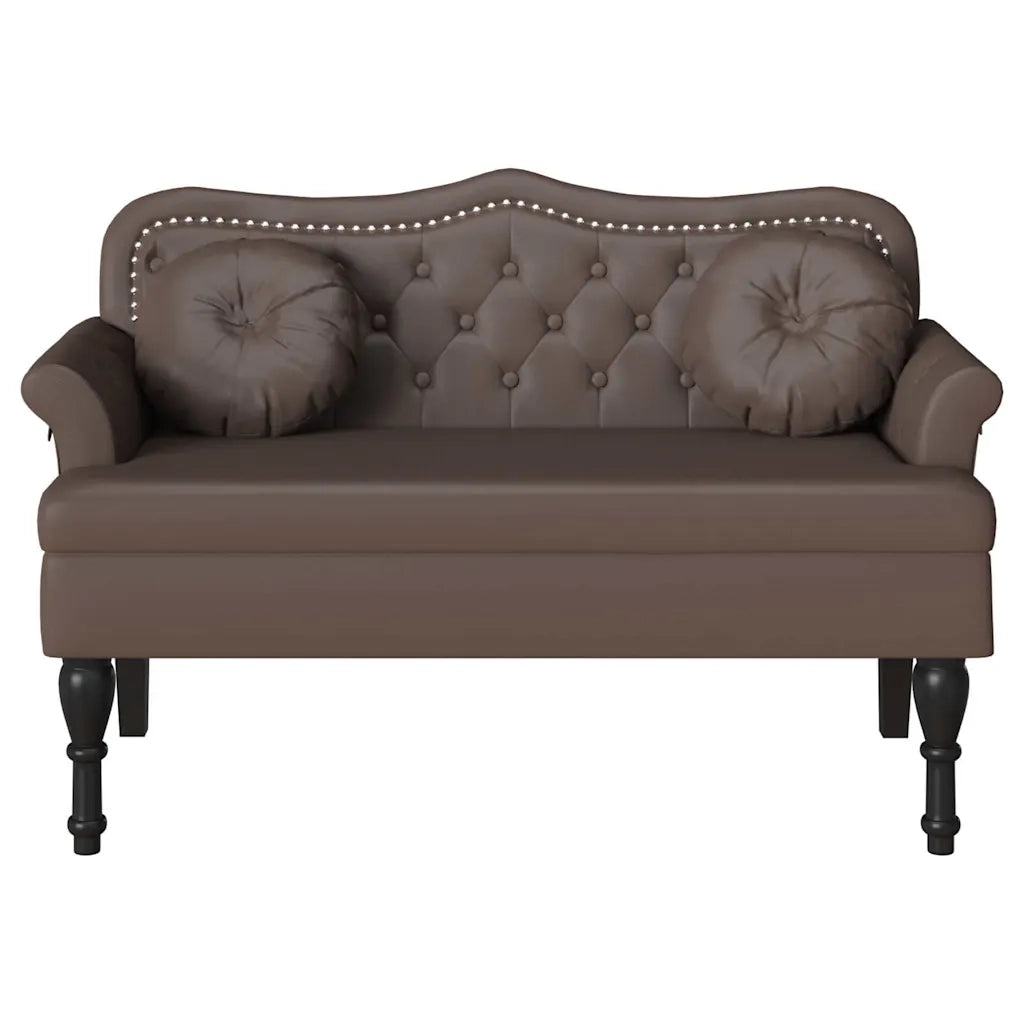 Panca Chesterfield Marrone 120,5 x 65 x 75 cm Pelle Sintetica