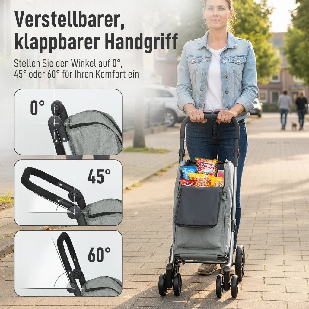 Carrello della spesa pieghevole con borsa termica ¨C zephmum ¨C Grigio, alluminio, 46 litri