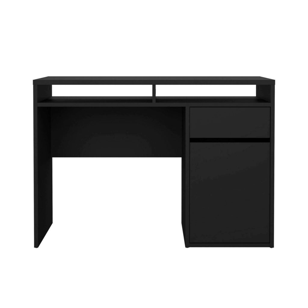 Scrivania Abbadu, Scrittoio multiuso, Tavolo per ufficio porta PC, Piano di lavoro, 110x48 h77 cm, Nero