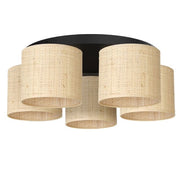 Plafoniera rotonda rattan crema/nero 5xE27 Luminex