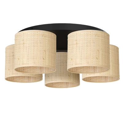 Plafoniera rotonda rattan crema/nero 5xE27 Luminex