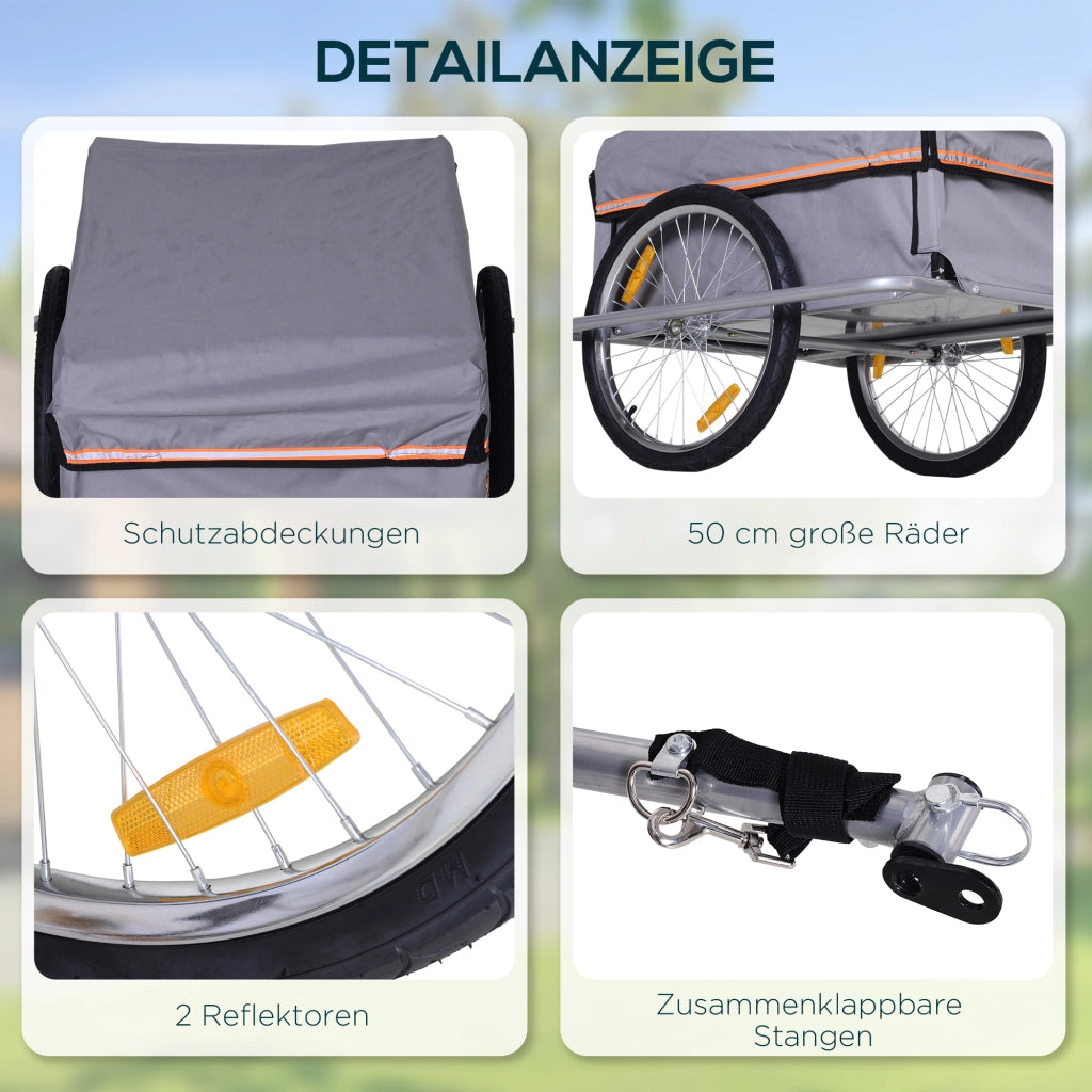 RIMORCHIO PER BICI 140x88x60 cm Tessuto Oxford e Acciaio