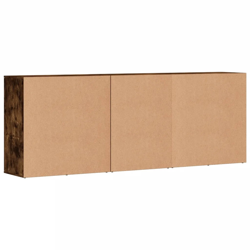 Credenze 3 pz | Madia | Buffet da pranzo | Armadio da pranzo Rovere Fumo in Legno Multistrato