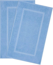 Set di tappeti da bagno in cotone 100%, 2 pezzi, 51x86 cm, assorbenti, lavabili, grandi, azzurro chiaro