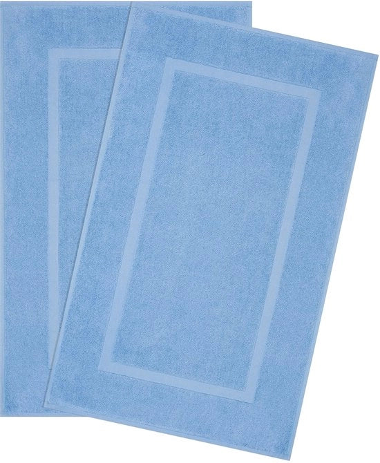 Set di tappeti da bagno in cotone 100%, 2 pezzi, 51x86 cm, assorbenti, lavabili, grandi, azzurro chiaro