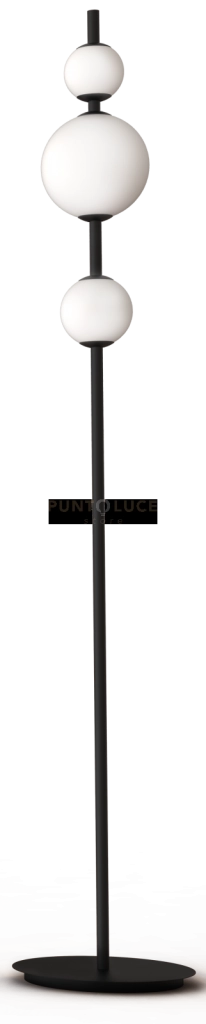 TOLOMEO-P Lampada da terra 3 luci led 18W 4000k 1240L  in metallo nero sfere satinate