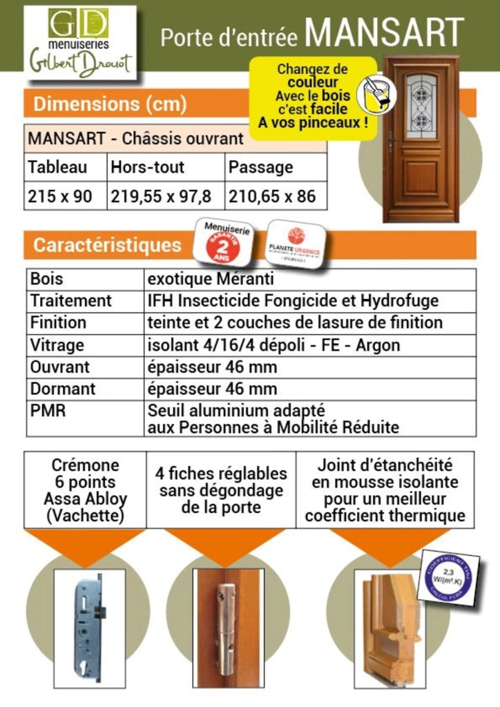 Porta d'ingresso in legno Exo modello 'Tahi 4' 215X90 a destra a spingere senza maniglia