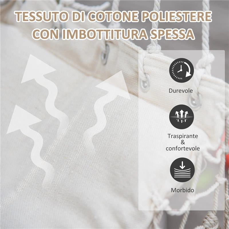 SEDIA SOSPESA A DONDOLO DA INTERNO ED ESTERNO IN TESSUTO CON NAPPE 90X50 CM CREMA