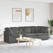 Divano Modulare con Cuscini in Tessuto a Coste Grigio Scuro 3321288