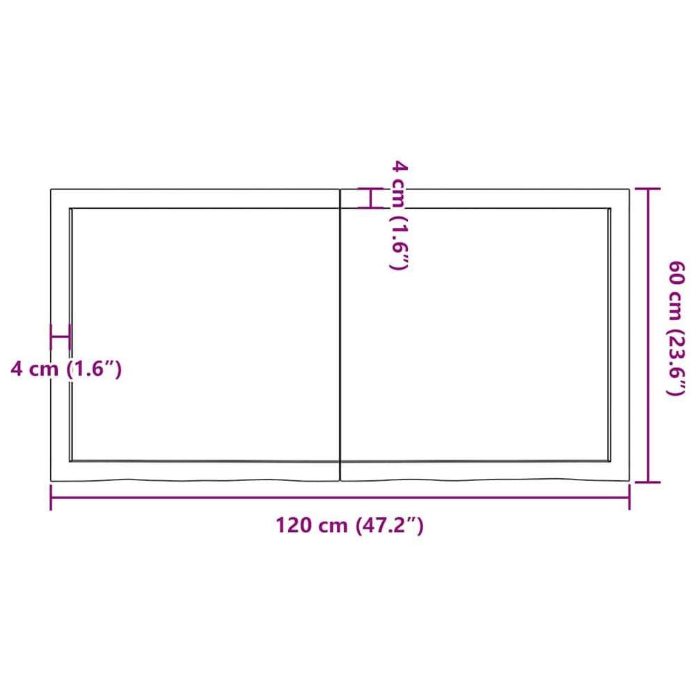 Wall Shelf, Light Brown, 120x60x(2-4) Cm, Solid Oak, Treated
