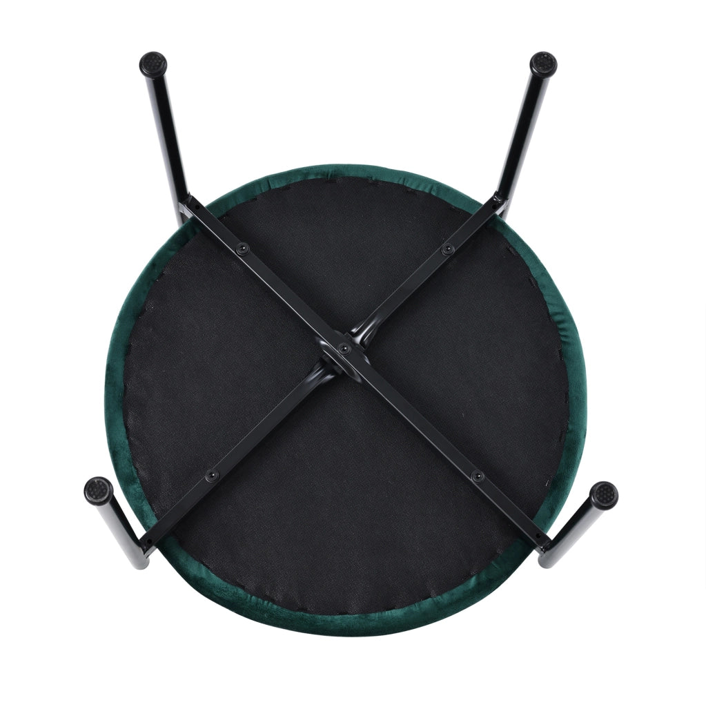 Set di 4 sedie da pranzo in velluto verde con schienale in rattan e gambe in metallo