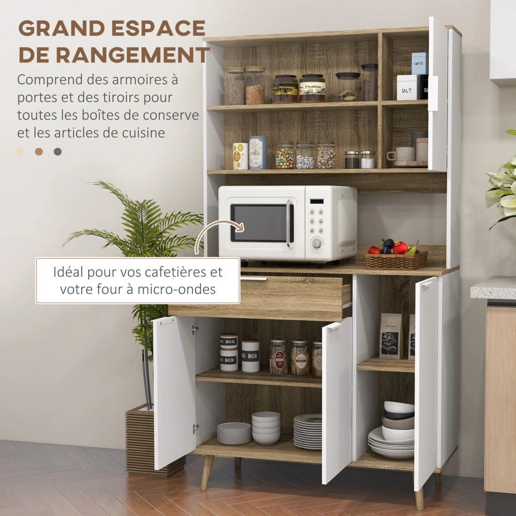 Armadio da cucina con 4 ante e cassetto ¨C zephmum ¨C design scandinavo bianco e naturale 98x39x180 cm